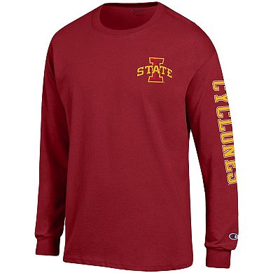 Men's Champion Cardinal Iowa State Cyclones Team Stack Long Sleeve T-Shirt