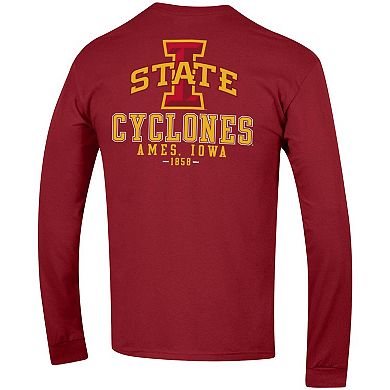 Men's Champion Cardinal Iowa State Cyclones Team Stack Long Sleeve T-Shirt