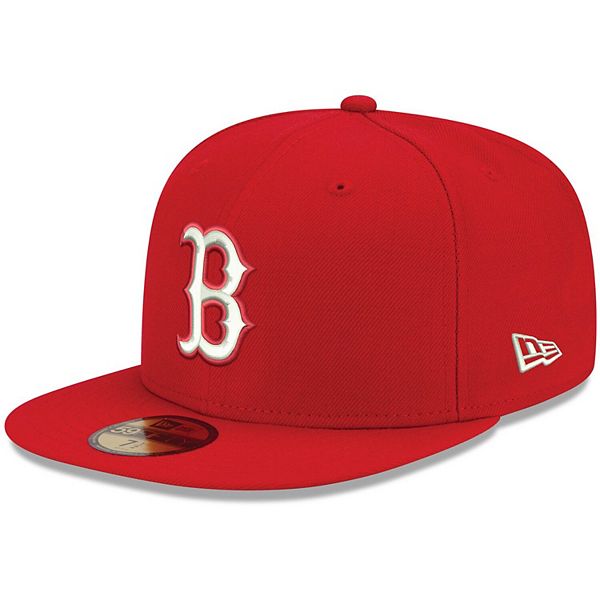 Men's New Era Red Boston Red Sox Logo White 59FIFTY Fitted Hat