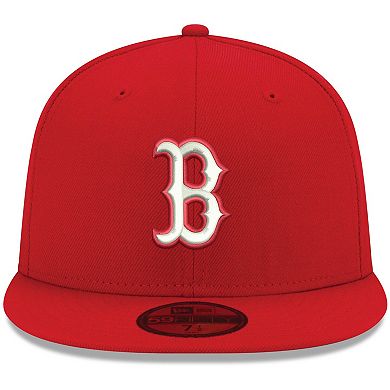 Men's New Era Red Boston Red Sox Logo White 59FIFTY Fitted Hat