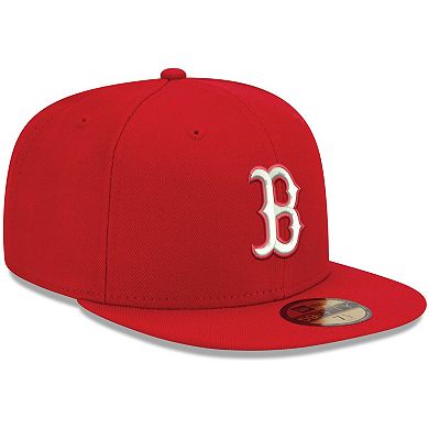 Men's New Era Red Boston Red Sox Logo White 59FIFTY Fitted Hat