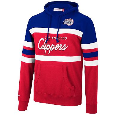 Men's Mitchell & Ness Royal/Red LA Clippers Head Coach Pullover Hoodie
