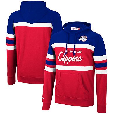Men's Mitchell & Ness Royal/Red LA Clippers Head Coach Pullover Hoodie