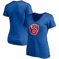 Mlb Milwaukee Brewers Women's Short Sleeve V-neck Core T-shirt