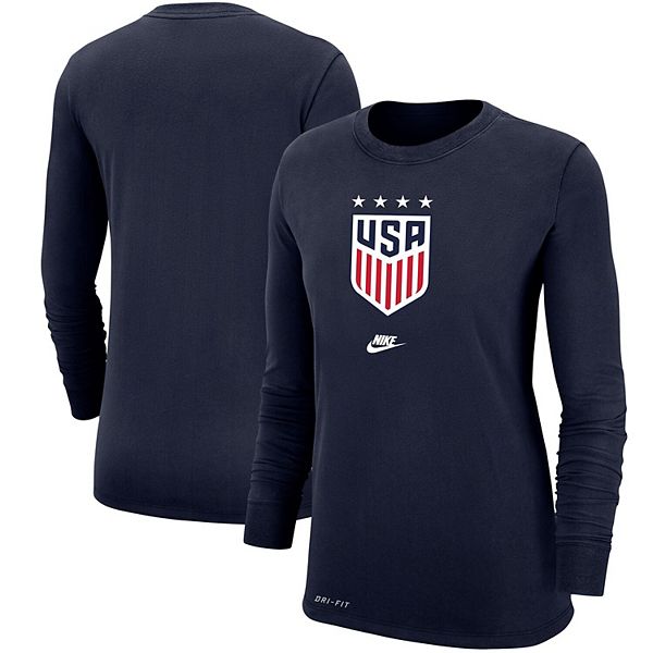 Women's Nike Navy USWNT 4-Star Performance Long Sleeve T-Shirt