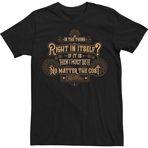 Men's Fantastic Beasts No Matter The Cost Movie Quote Tee