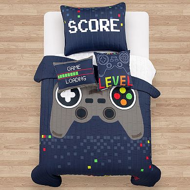 Lush Decor Video Games Quilt Set with Coordinating Throw Pillows