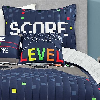 Lush Decor Video Games Quilt Set with Coordinating Throw Pillows
