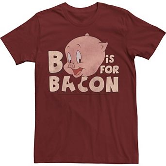 Men's Looney Tunes Porky Pig B Is For Bacon Tee