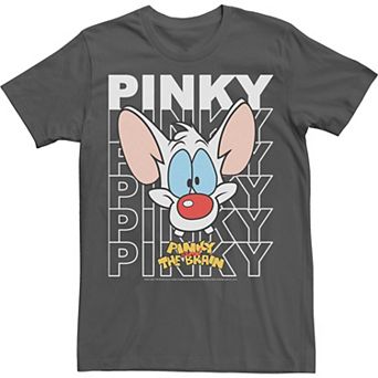 Men's Pinky And The Brain Pinky Text Stack Big Face Tee