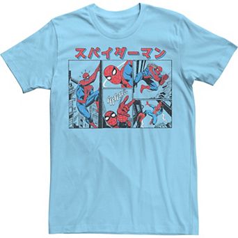Men's Marvel Spiderman Spidey Kanji Panels Comic Tee