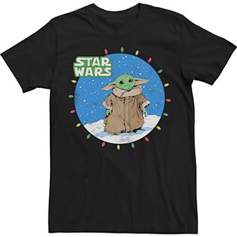 Men's Star Wars The Mandalorian The Child aka Baby Yoda Christmas Lights Tee
