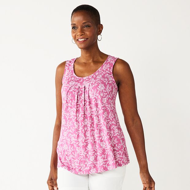 Women's Croft & Barrow® Print Pleated Tank