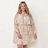 Plus Size LC Lauren Conrad Long Sleeve Mini Peasant Dress