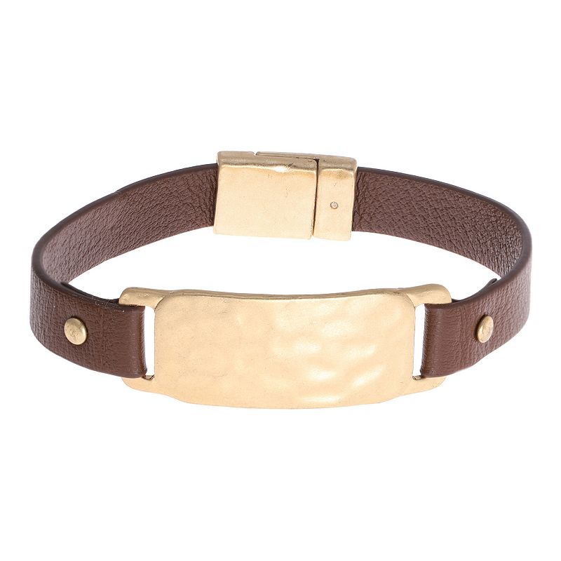 33414623 Bella Uno Leather & Metallic ID Boyfriend Bracelet sku 33414623