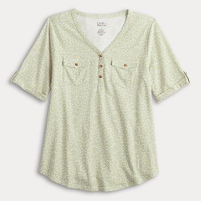 Women's Croft & Barrow® Elbow Sleeve Utility Henley Top