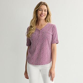 Women's Croft & Barrow® Elbow Sleeve Utility Henley Top