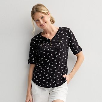 Women's Croft & Barrow® Elbow Sleeve Utility Henley Top