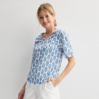 Women's Croft & Barrow® Elbow Sleeve Utility Henley Top