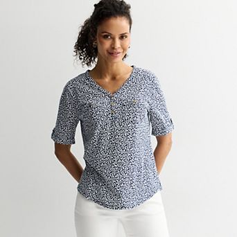 Women's Croft & Barrow® Elbow Sleeve Utility Henley Top