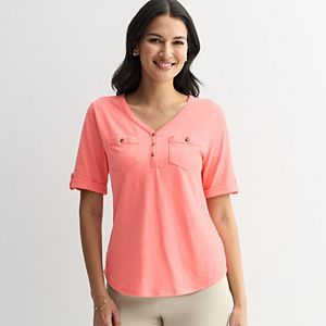 Product image of Women's Croft & Barrow® Elbow Sleeve Utility Henley Top