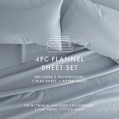 Home Collection Cotton Solid Flannel Deep Pocket Sheet Set