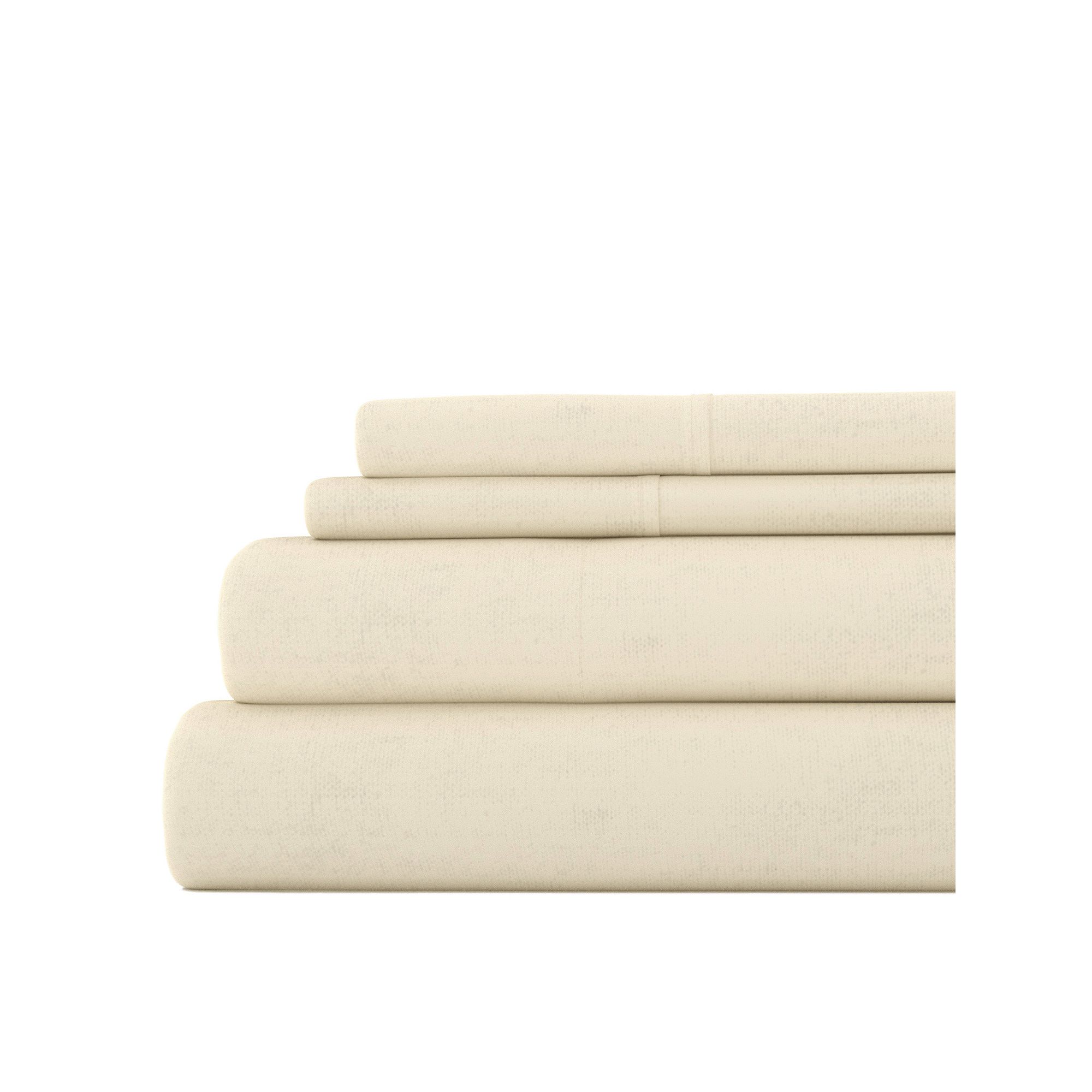 Home Collection Cotton Solid Flannel Deep Pocket Sheet Set, Beige Khaki