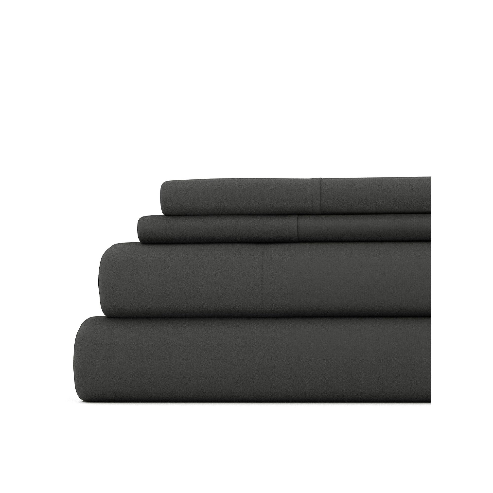 Home Collection Cotton Solid Flannel Deep Pocket Sheet Set, Dark Gray