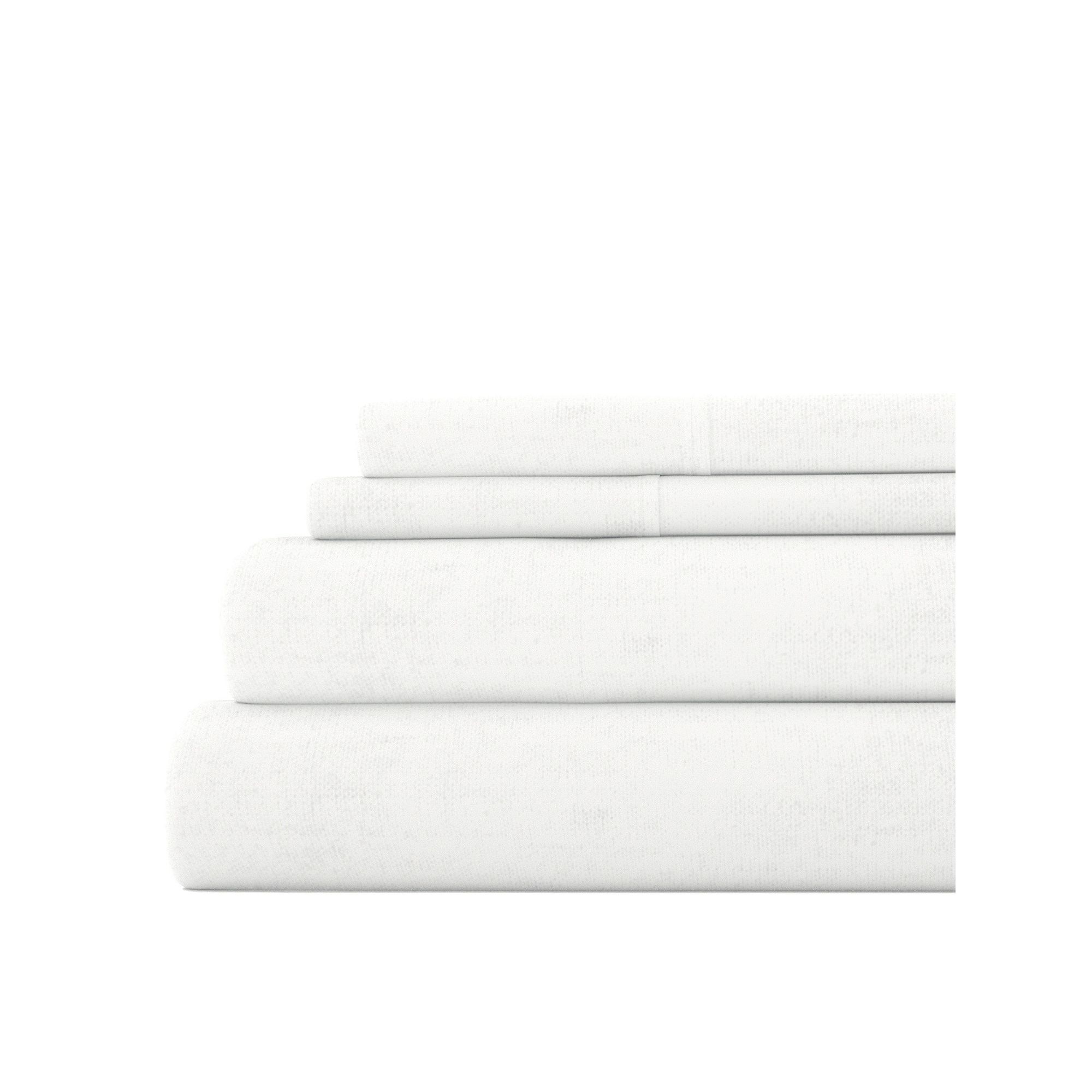 Home Collection Cotton Solid Flannel Deep Pocket Sheet Set, White