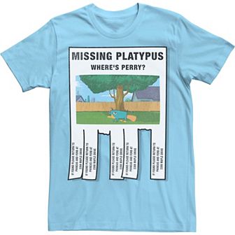 Disney's Phineas And Ferb Men's Missing Platypus Poster Tee