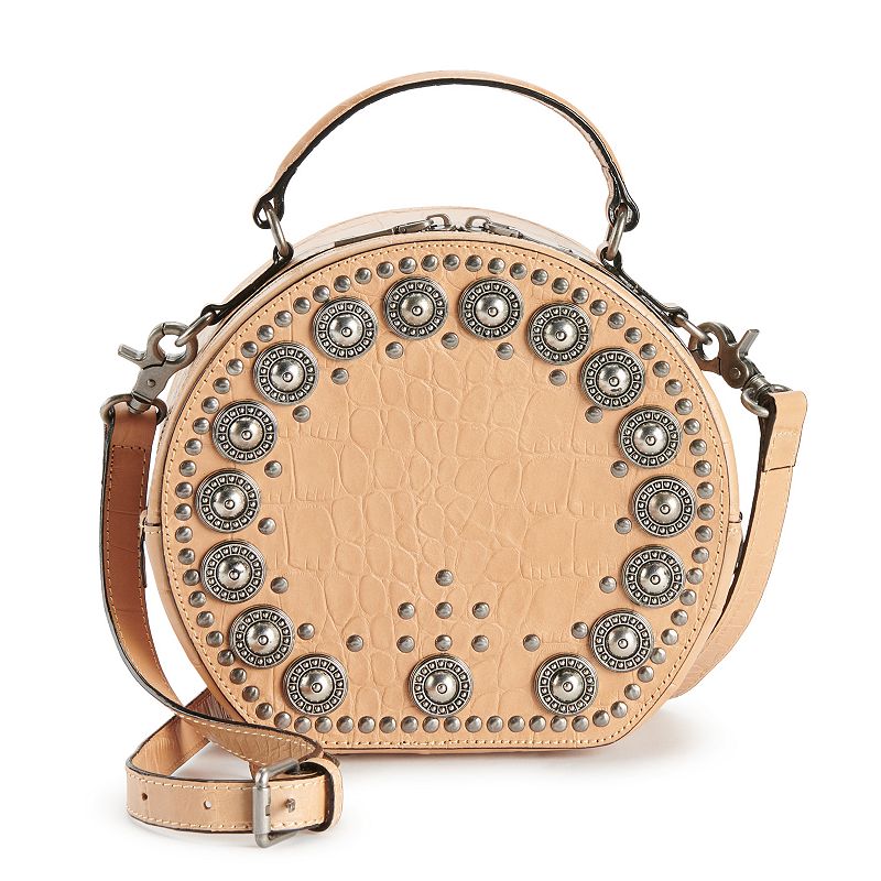 AmeriLeather Jetta Embellished Leather Crossbody Handbag, Brown