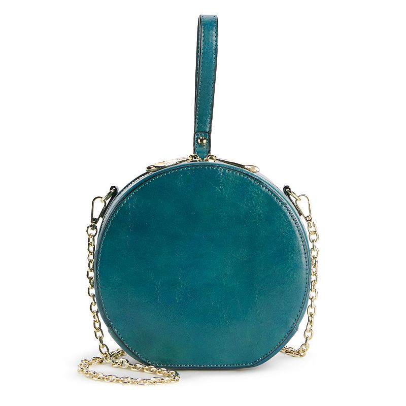 AmeriLeather Marcie Round Leather Shoulder Bag, Turquoise/Blue