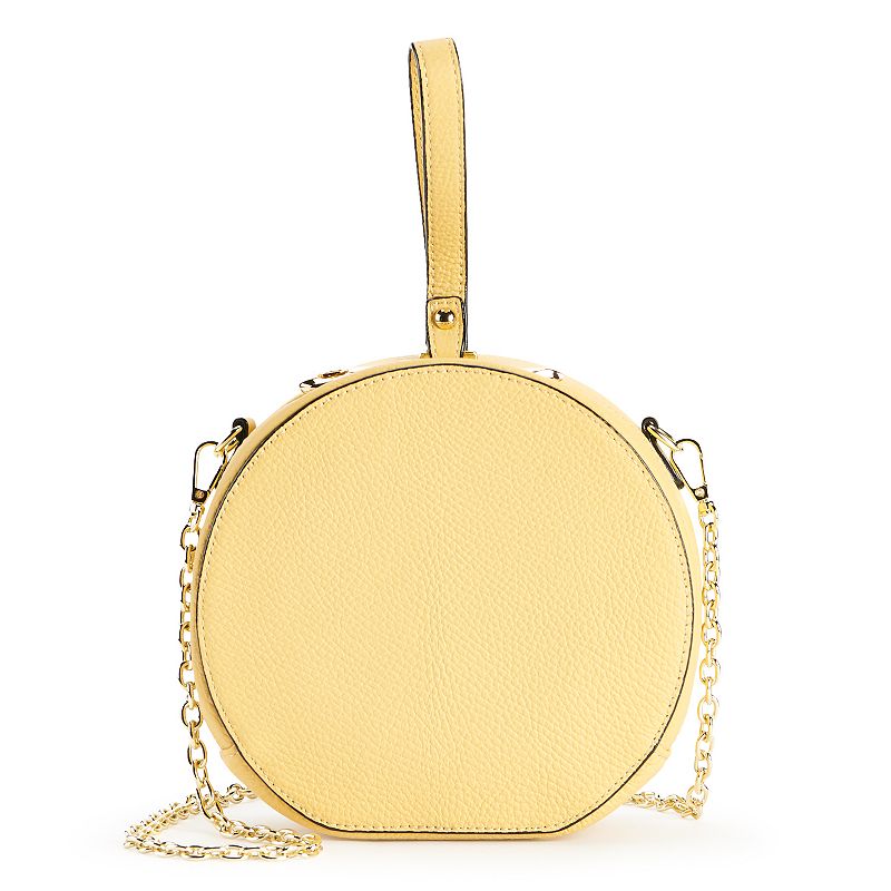 AmeriLeather Marcie Round Leather Shoulder Bag, Yellow