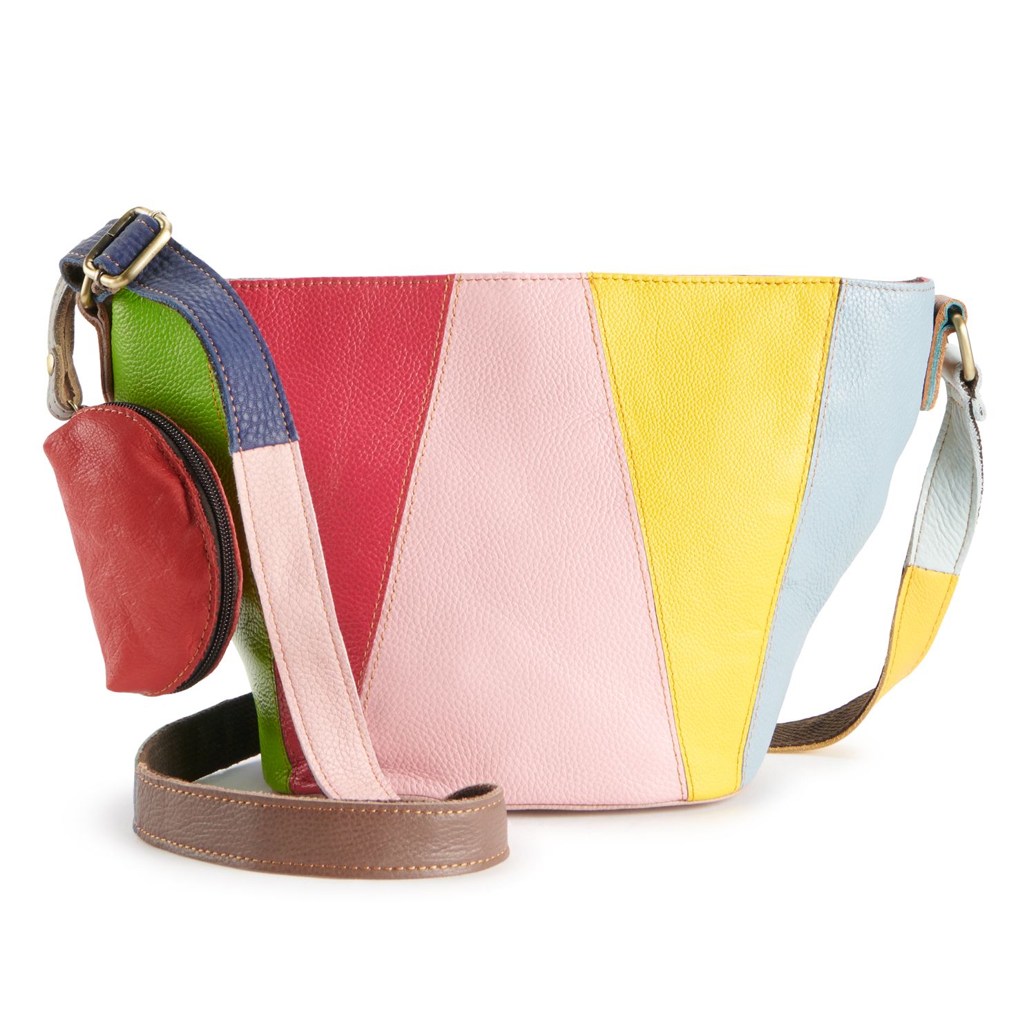 AmeriLeather Qmetal Patchwork Leather Mini Shoulder Bag