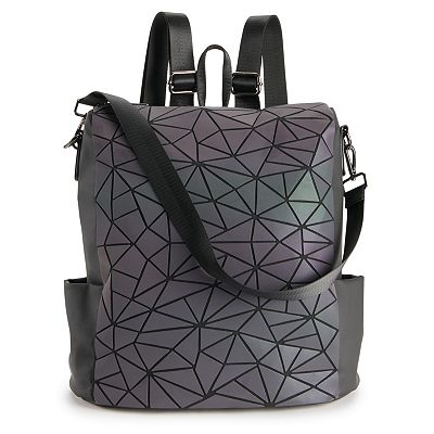 AmeriLeather Tegan Luminous Geometric Tote Backpack