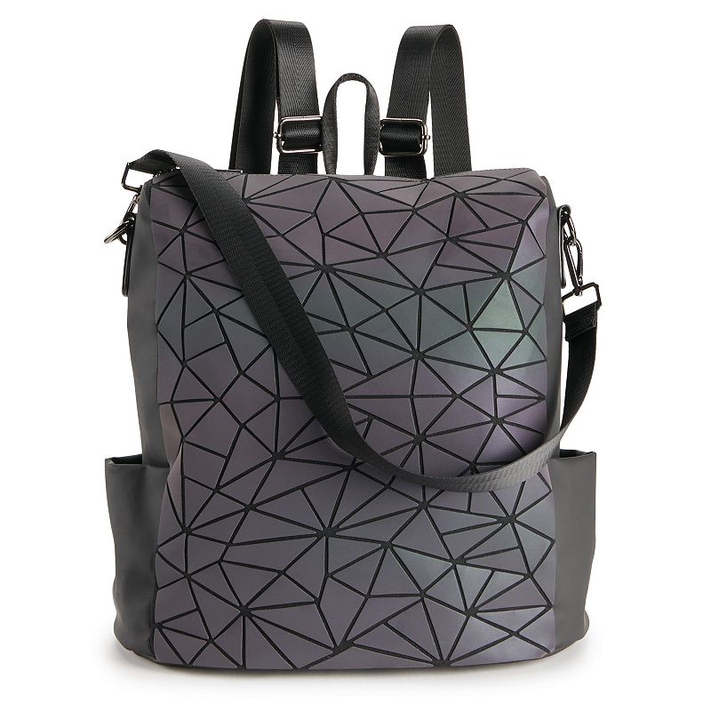 AmeriLeather Tegan Luminous Geometric Tote Backpack, Multicolor
