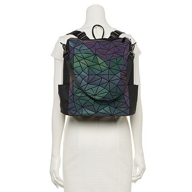 AmeriLeather Tegan Luminous Geometric Tote Backpack