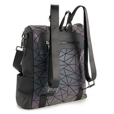 AmeriLeather Tegan Luminous Geometric Tote Backpack