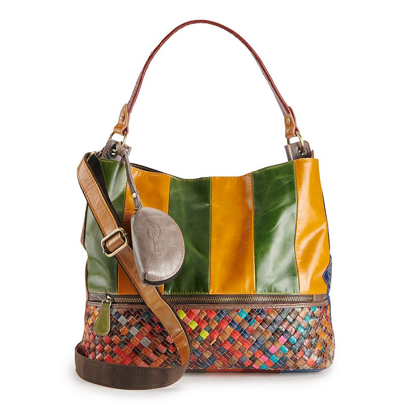 AmeriLeather Colton Leather Shoulder Bag, Rainbow