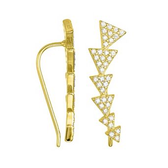 Adornia Cubic Zirconia Triangle Ear Climber Earrings