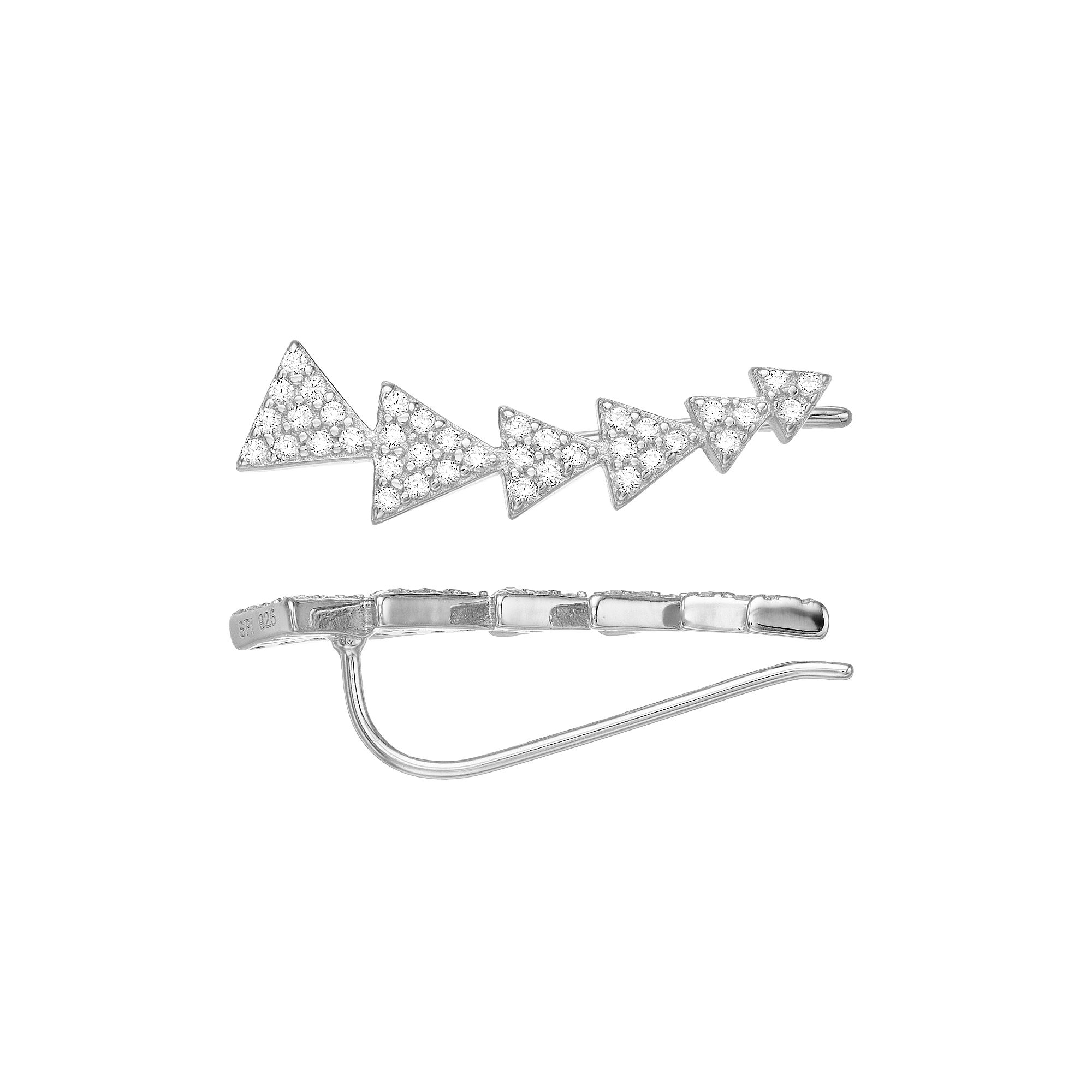 Adornia Cubic Zirconia Triangle Ear Climber Earrings, Womens, Silver Tone