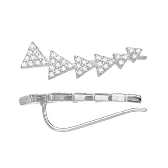 Adornia Cubic Zirconia Triangle Ear Climber Earrings
