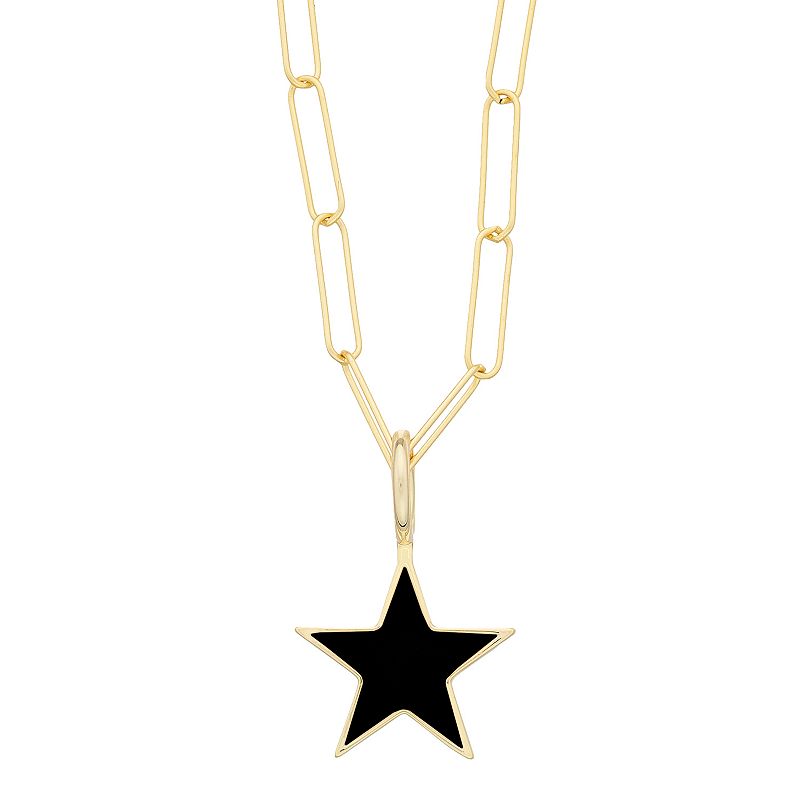 Adornia 14k Gold Plated Star Pendant Necklace, Womens, Black