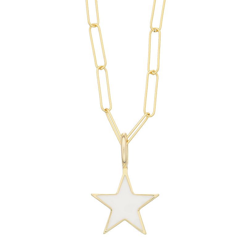 Adornia 14k Gold Plated Star Pendant Necklace, Womens, White