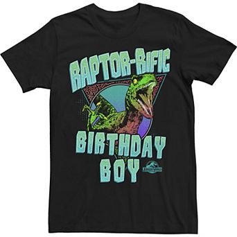 Men's Jurassic World Raptor Rific Bday Boy Dinosaur Logo Tee