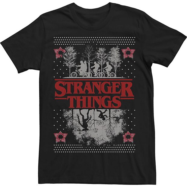 Men s Netflix Stranger Things Ugly Christmas Sweater Style Tee