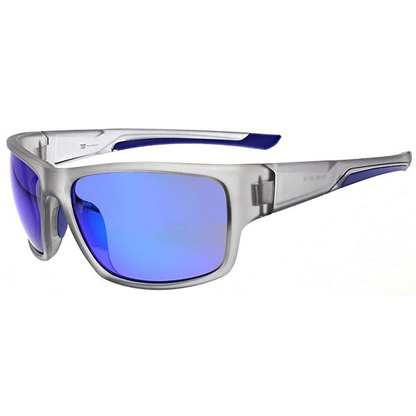Men's Tek Gear® Matte Crystal Gray Mirrored Wrap Sunglasses