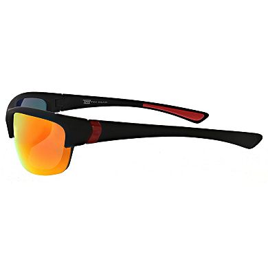 Men's Tek Gear Black Polarized Mirrored Semi-Rimless Sunglasses