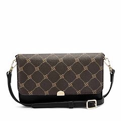 Nine West Linnette Zip Around Wristlet Wallet - Brown/Black Logo