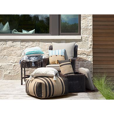 Sonoma Goods For Life Oversized Woven Stripe Indoor Outdoor Pouf